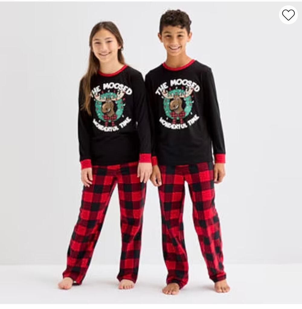NEW! Size L 14/16 Moose Buffalo Christmas Family Matching Pajama Set